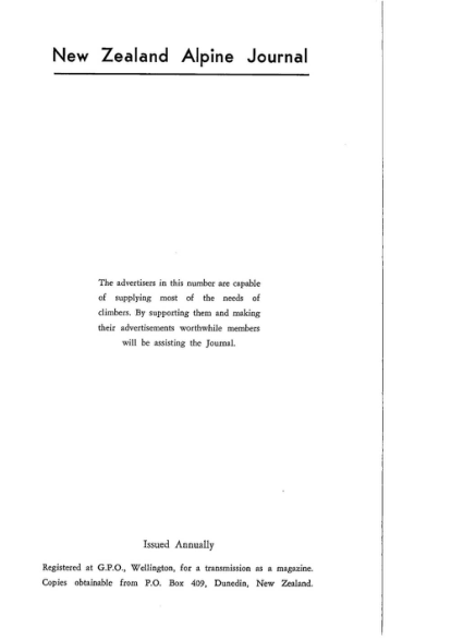 New Zealand Alpine Journal 1966 Vol 21 No 2 cover